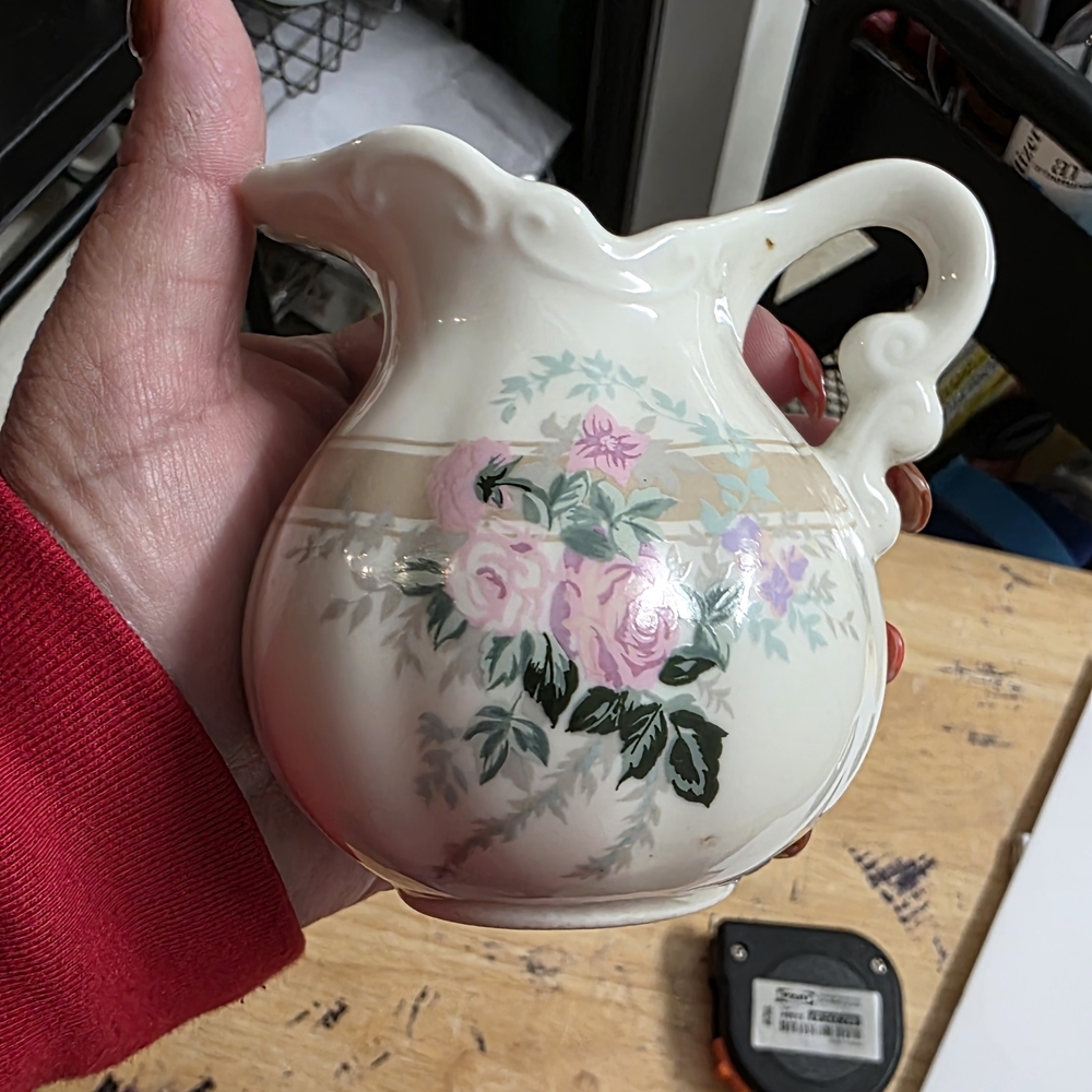 Source Unknown Floral Cream Pitcher